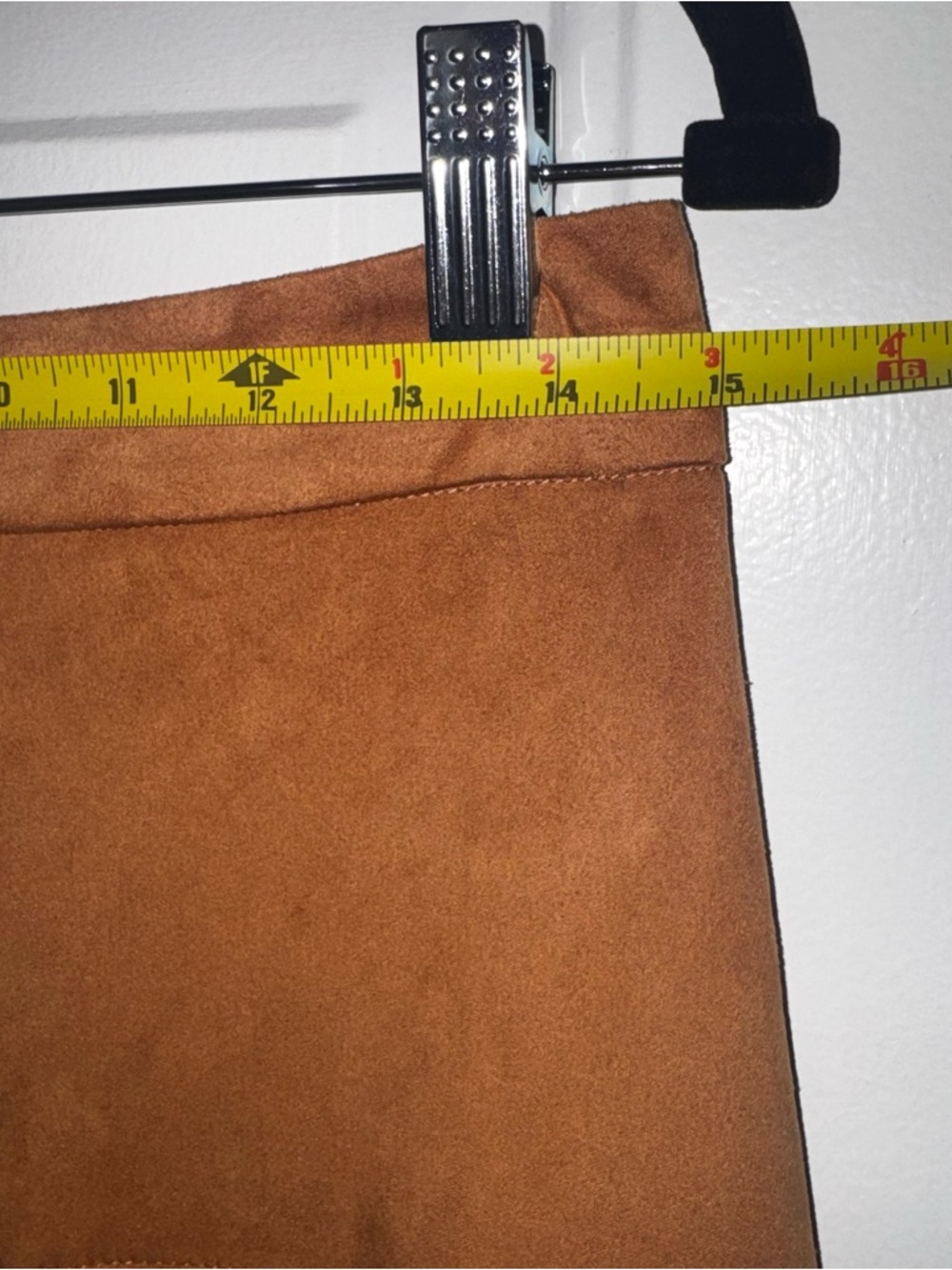 NWT Luredress Camel Faux Suede Fringe Mini Skirt Size L - Picture 8 of 10